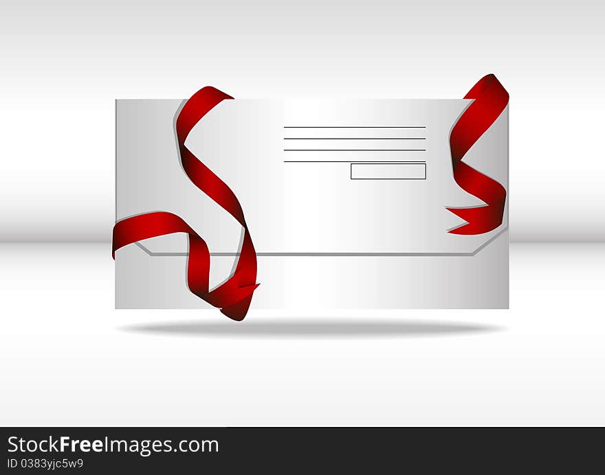 Illustration of an envelope with a red ribbon