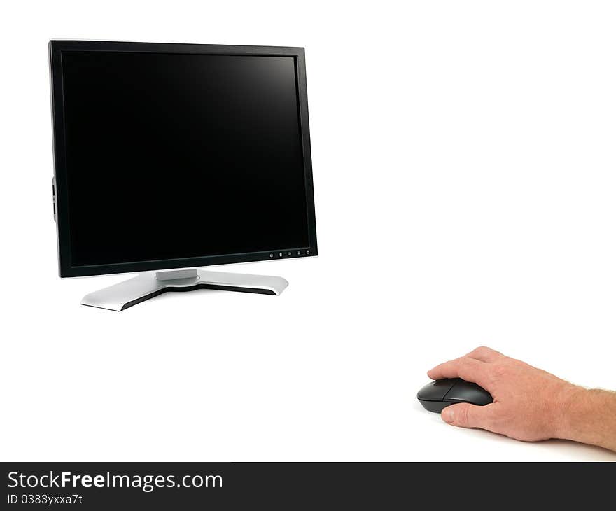 A desktop computer isolated against a white background