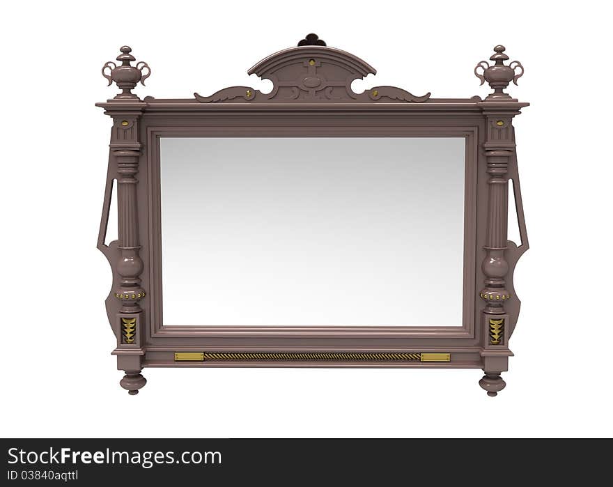 Decorative mirror rectangular on a white background