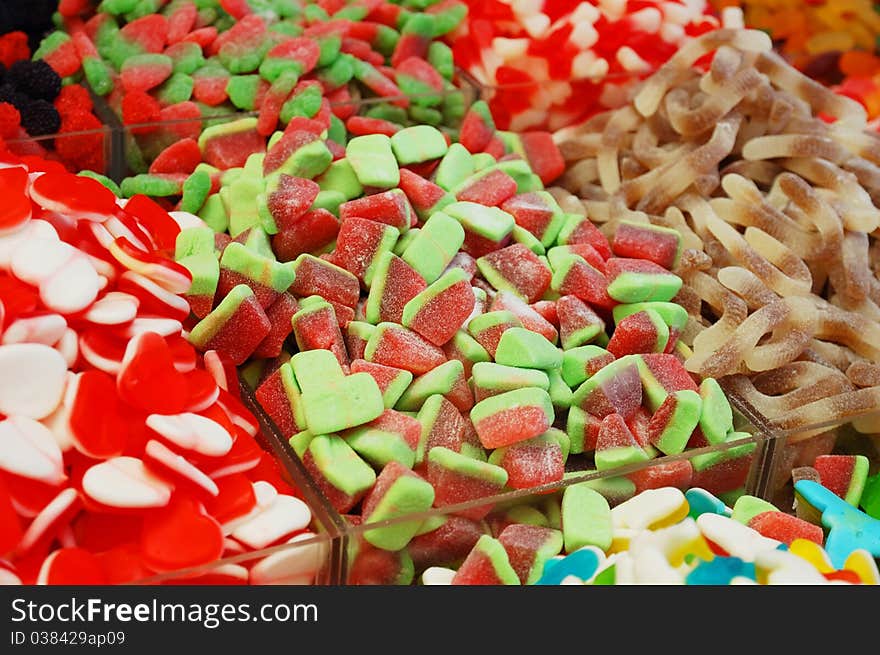 Many colorful candies