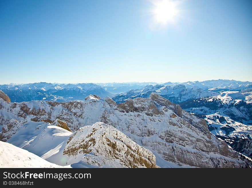 The Sun is shining in the Alps. Nice Winter Mountains. The Sun is shining in the Alps. Nice Winter Mountains.