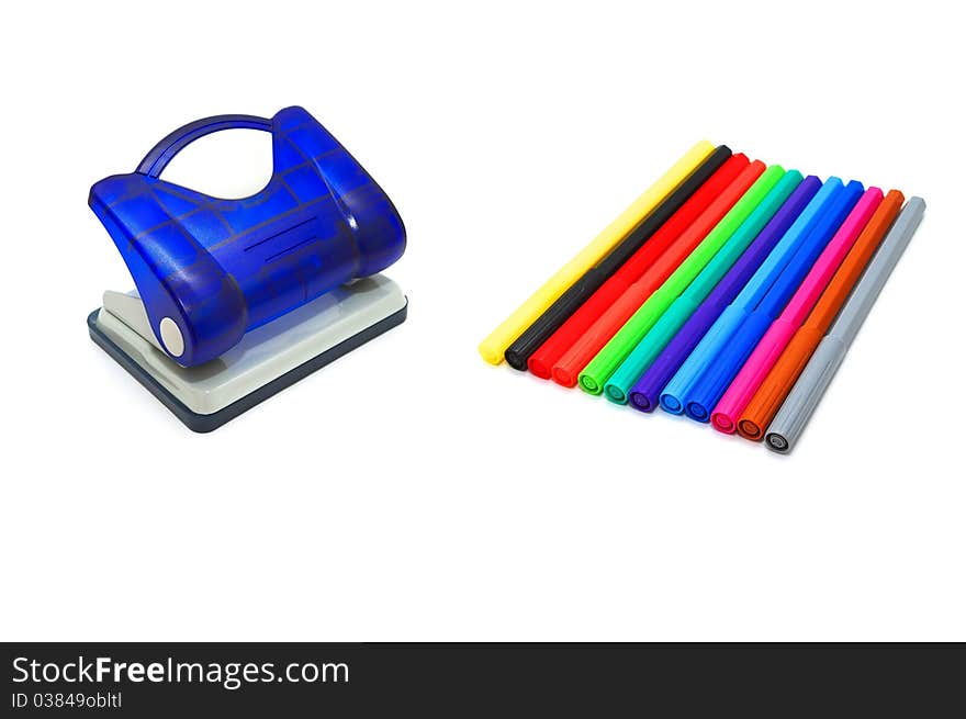 Hole puncher and soft-tip pens