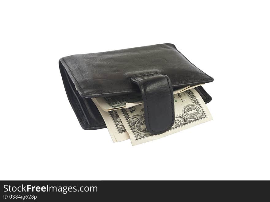 Isolate wallet with dollars on a white background