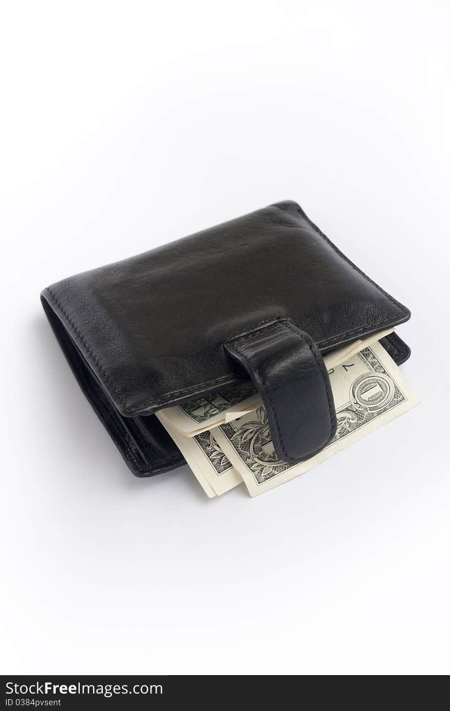 Isolate wallet with dollars on a white background