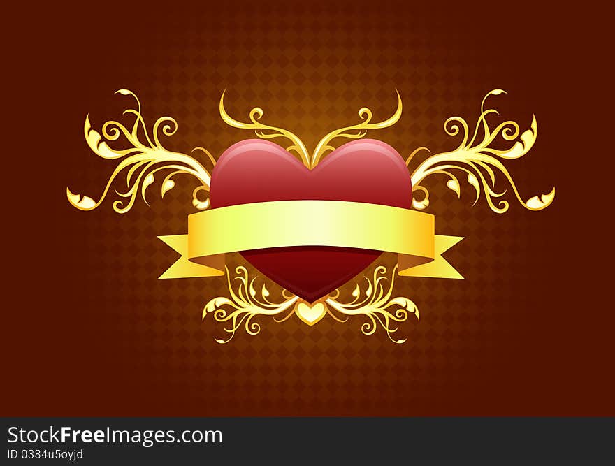 Heart shape with banner for love theme designs