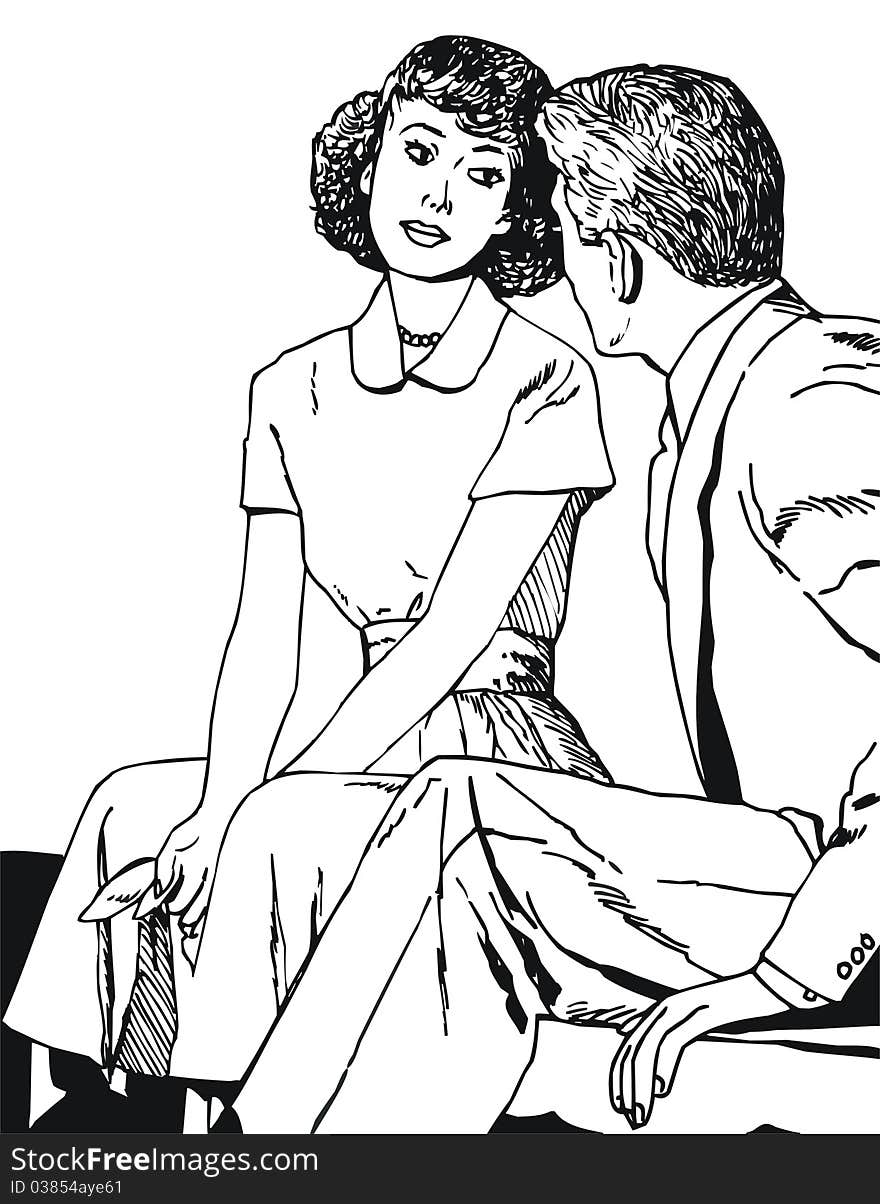 Illustration of a pair of lovers on a white background