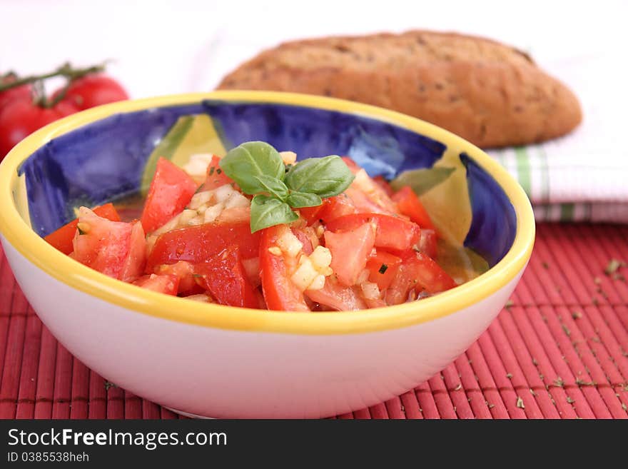 A fresh salad of tomatoes