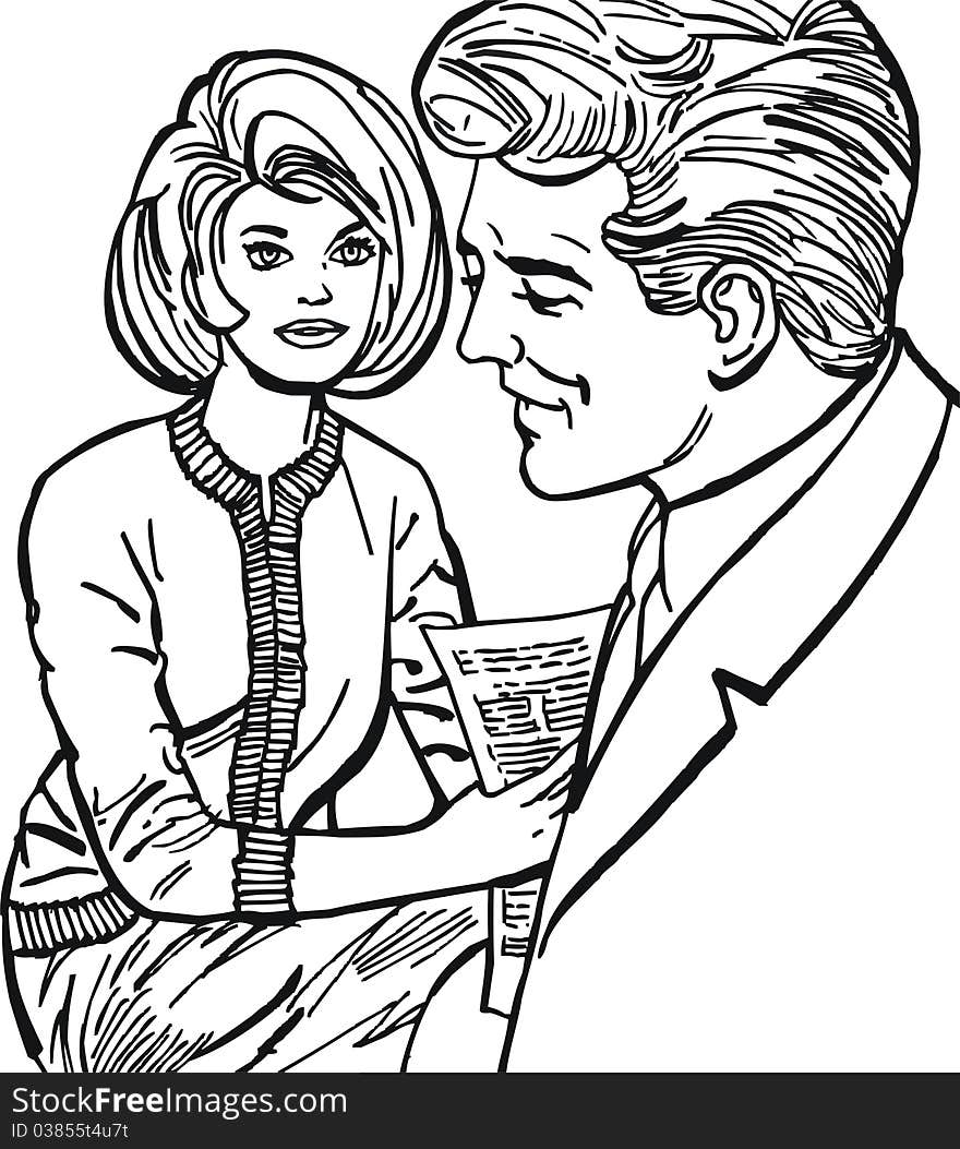 Illustration of a pair of lovers on a white background