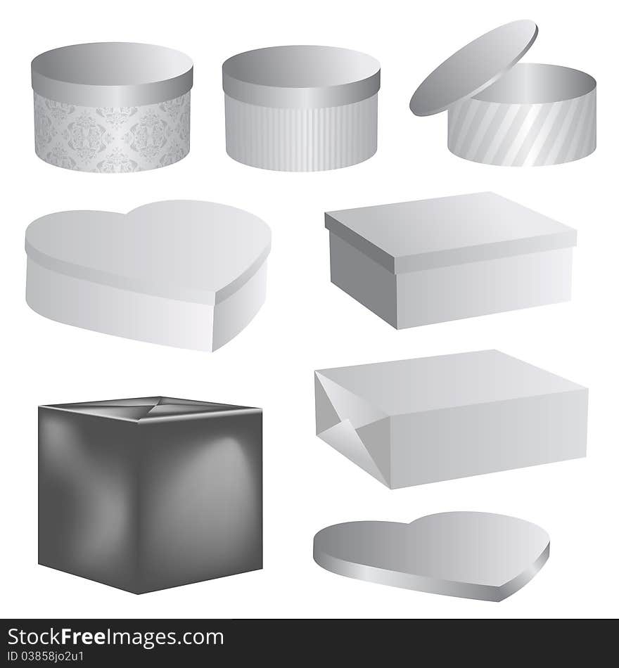 Blank white and gray boxes