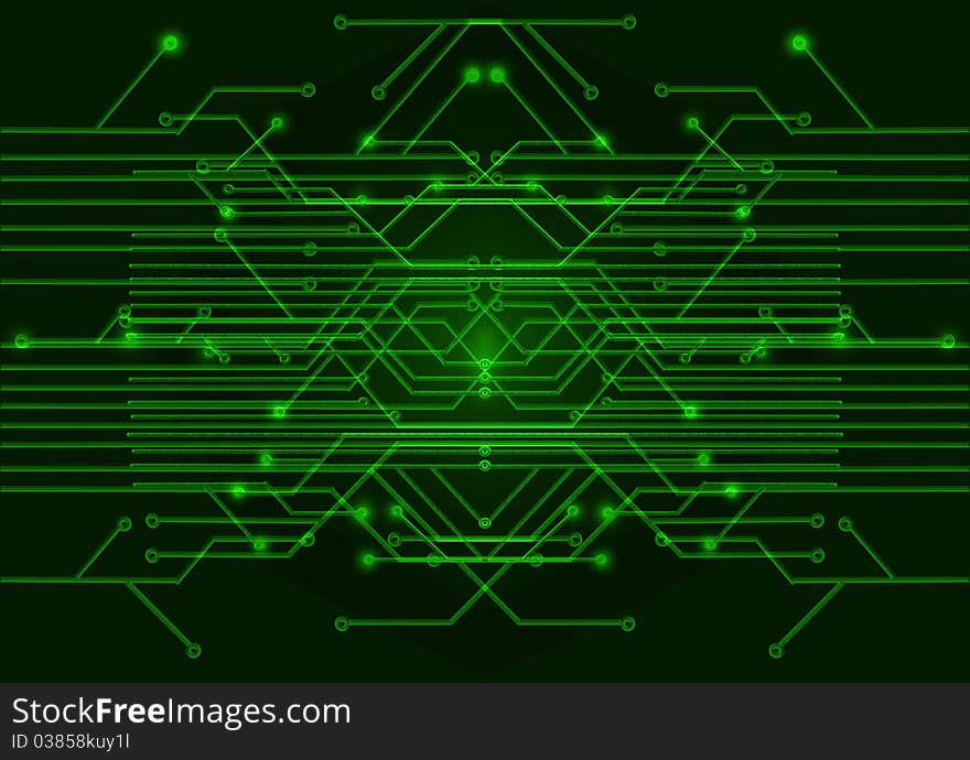 Green circuit Board on a black background