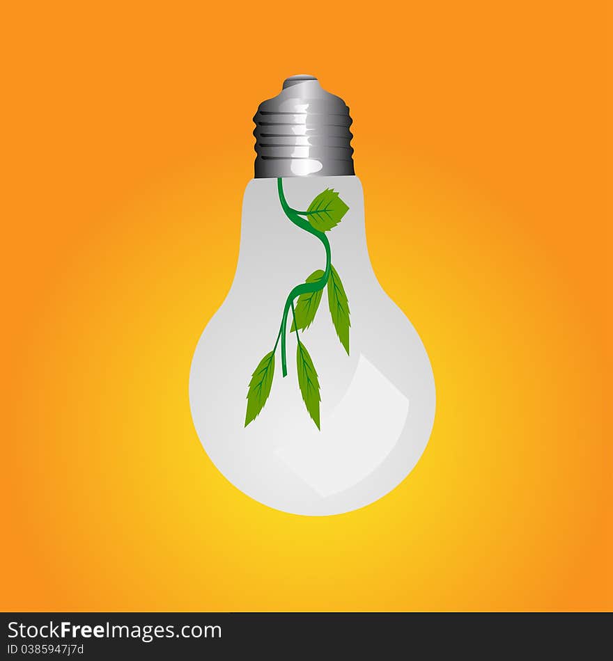 Lamp with a green plant inside. Lamp with a green plant inside