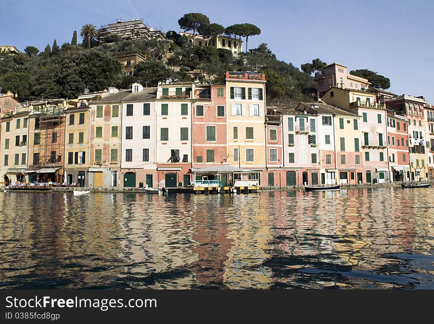 Portofino, a small and world famous whirlpool of fisherman in Liguria Italy