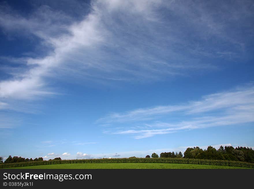 Blue sky with clouds at bavaria, germany. Blue sky with clouds at bavaria, germany