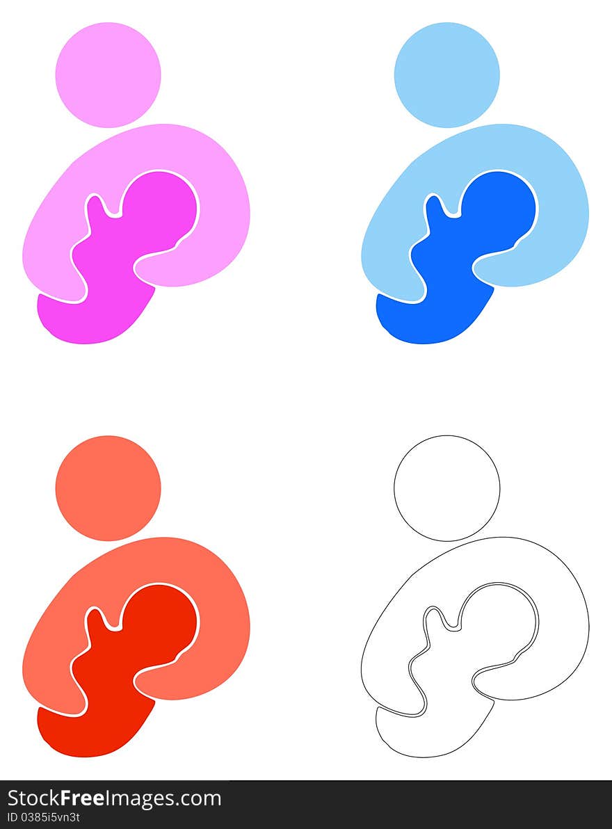 Vector logo with the image of mother and newborn. Vector logo with the image of mother and newborn