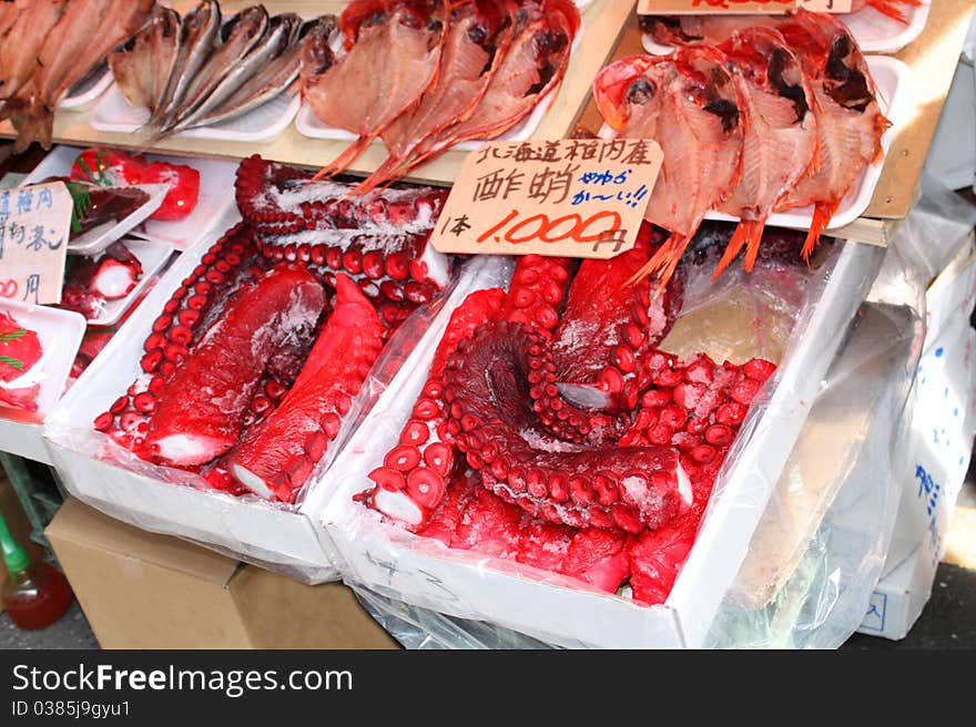 Tentacles of octopus Japanese in Tokyo Market