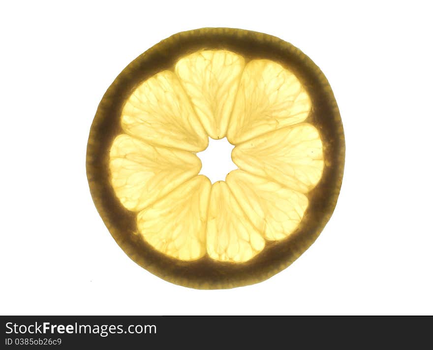 Slice of lemon with a back light