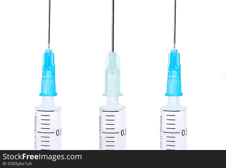 Medical syringe on a white background