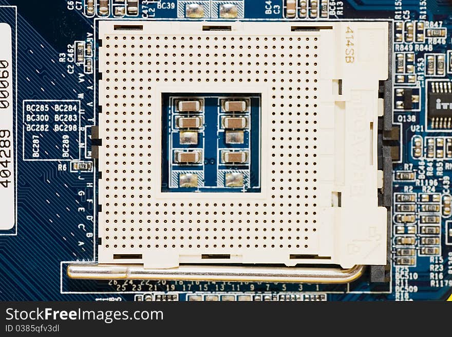 Detail of computer circuit board close up