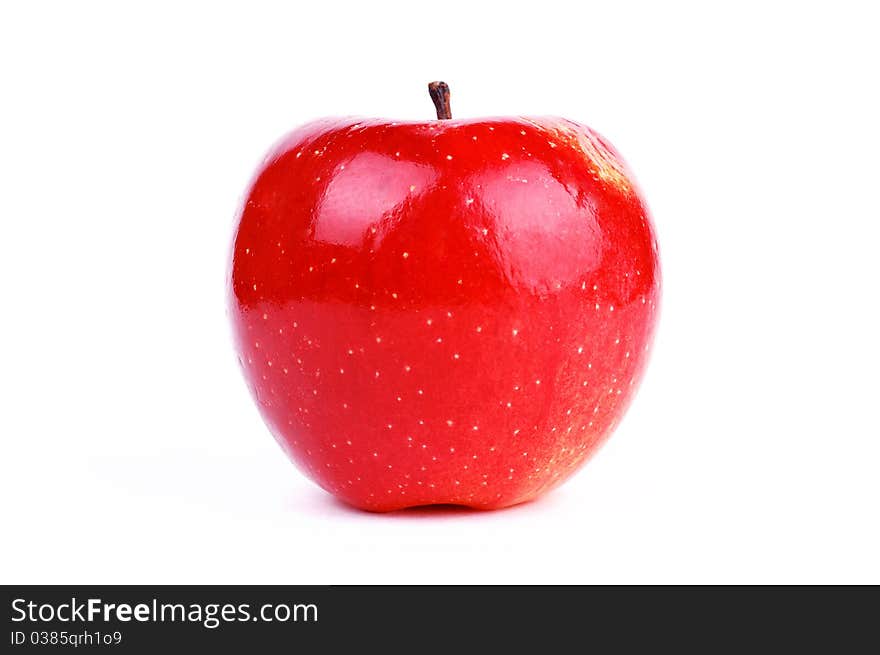 Red fresh apple on a white background