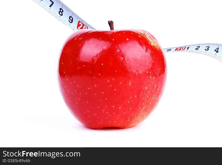 Red fresh apple on a white background