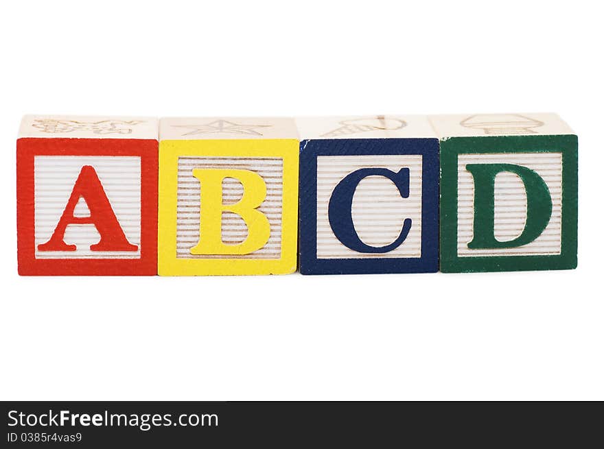 Cubes with letters isolated on white background