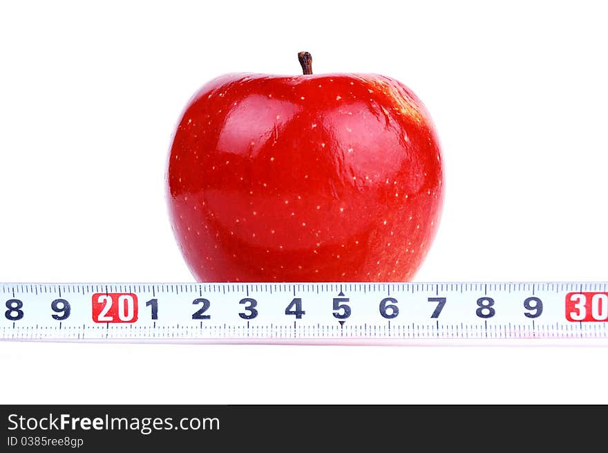 Red fresh apple on a white background