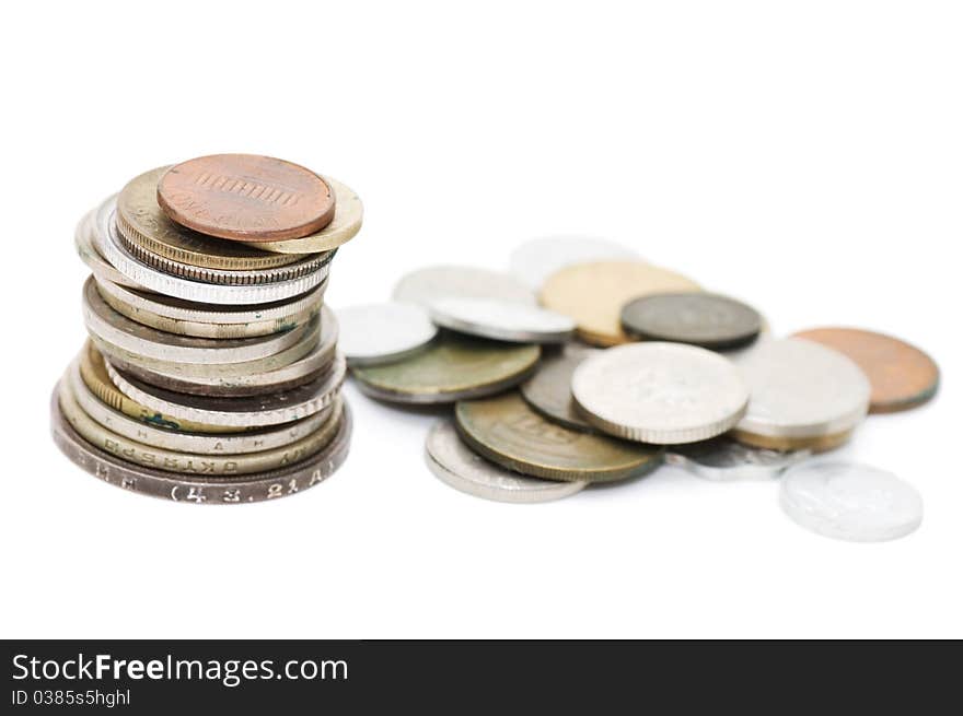 Old Coins Isolated On White