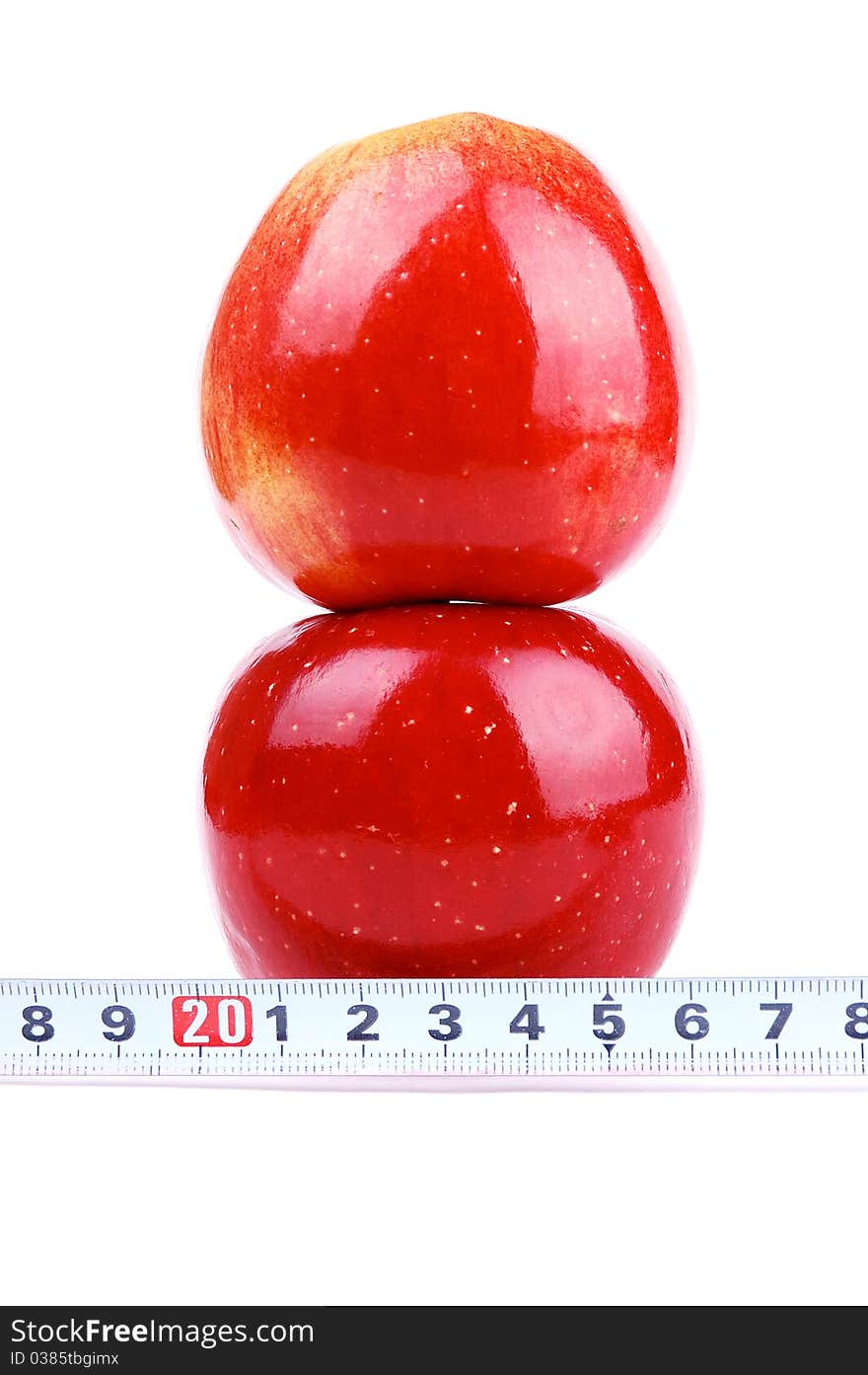 Red fresh apple on a white background