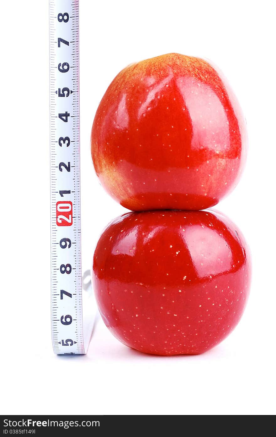 Red fresh apple on a white background