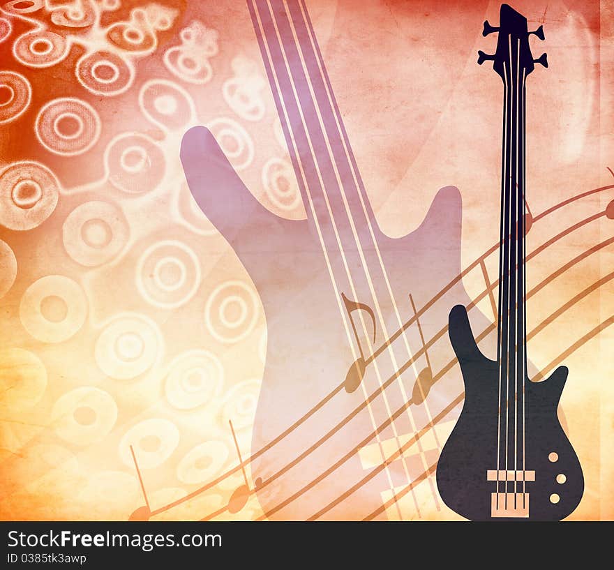 Grunge Style Background With Guitar