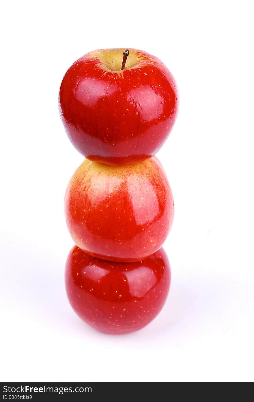 Red fresh apple on a white background