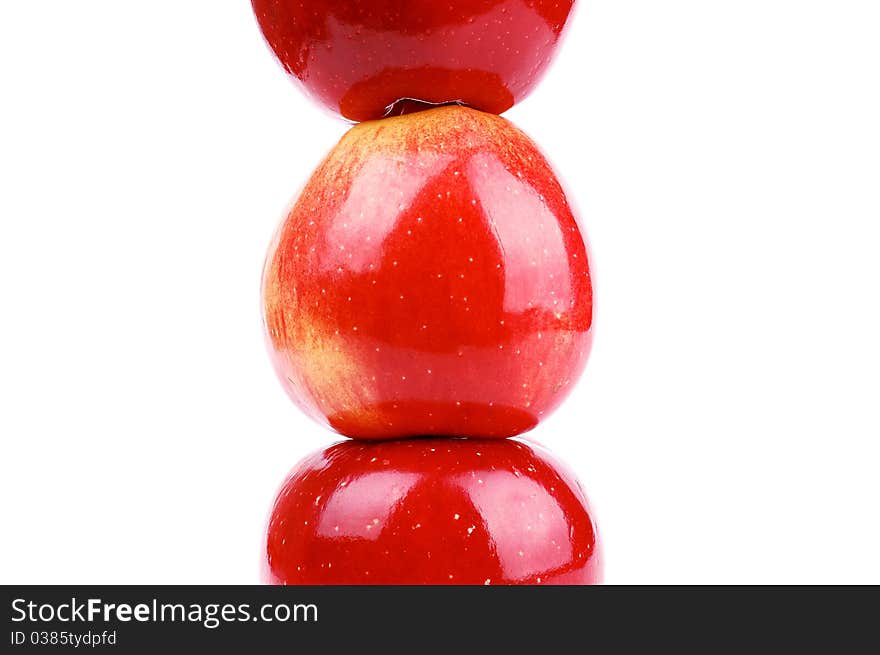 Red fresh apple on a white background