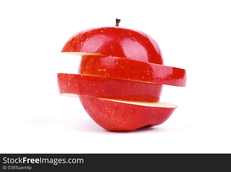 Red fresh apple on a white background