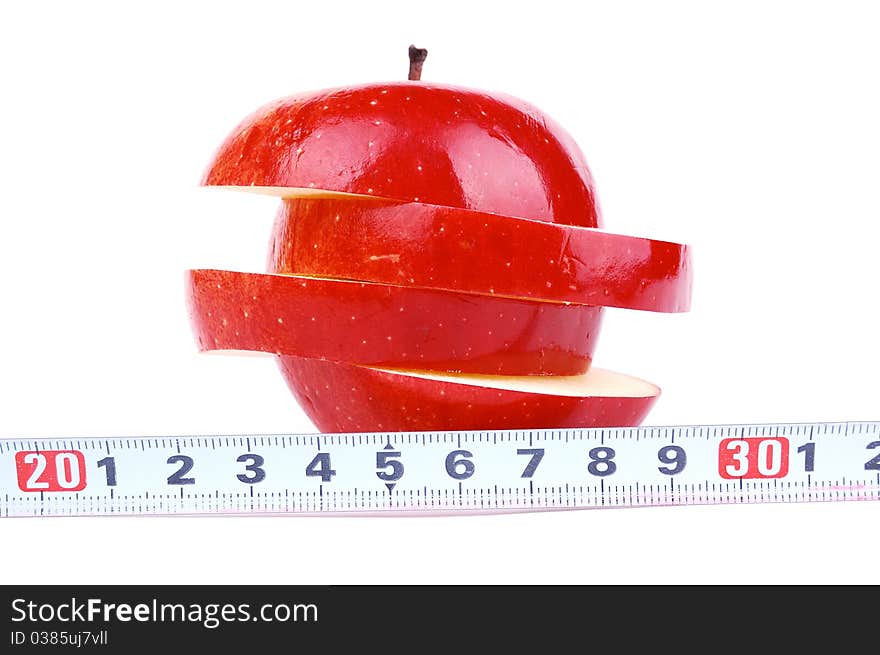 Red fresh apple on a white background