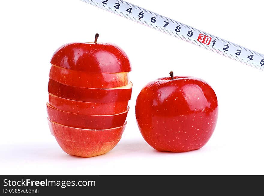 Red fresh apple on a white background