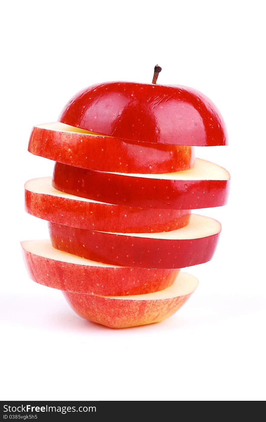 Red fresh apple on a white background