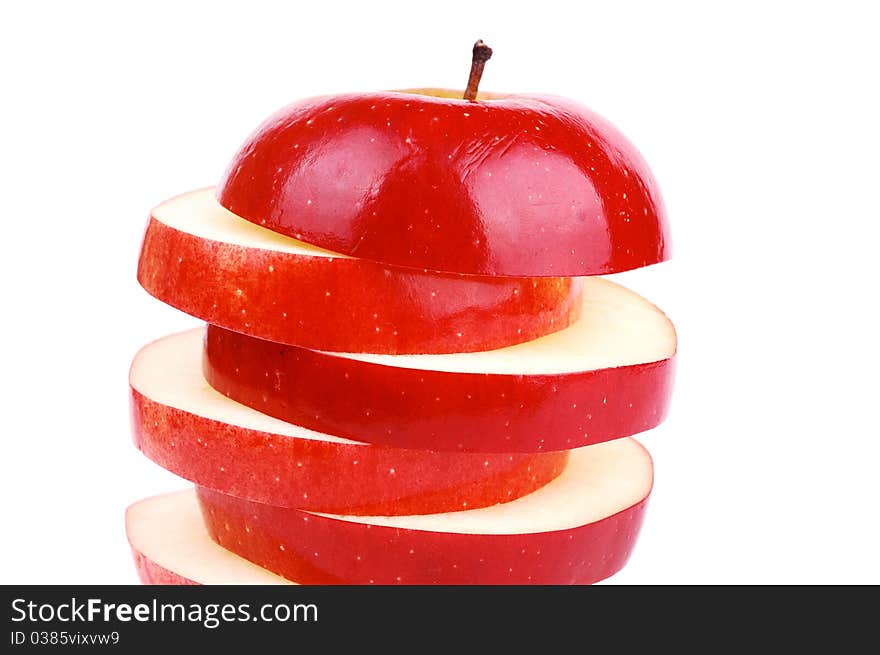 Red fresh apple on a white background