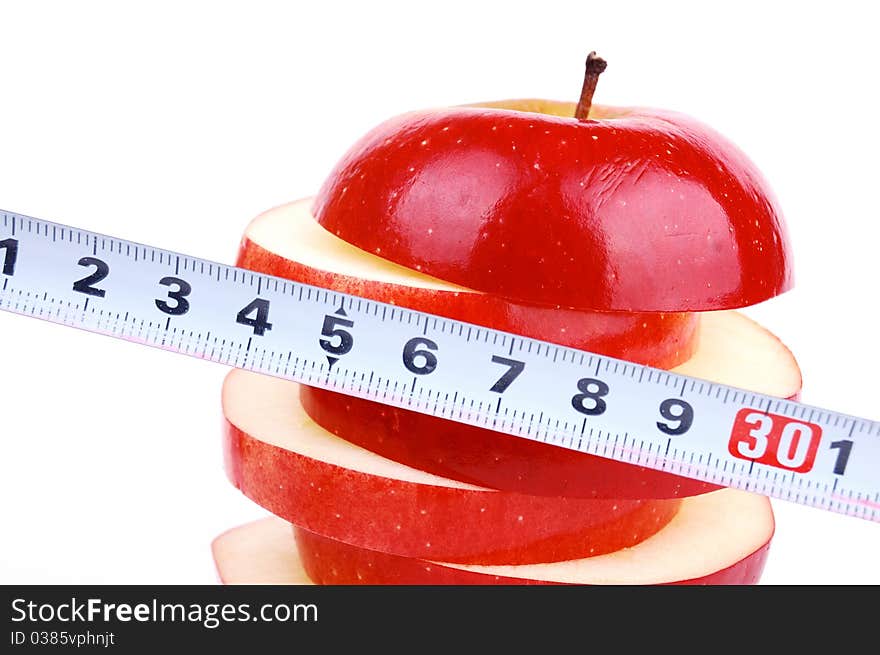 Red fresh apple on a white background