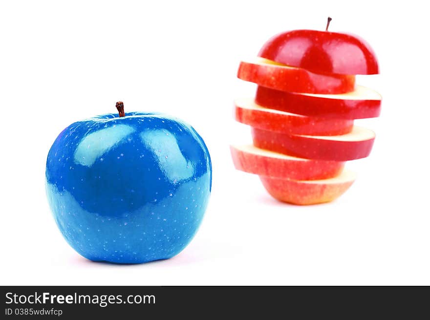 Red fresh apple on a white background