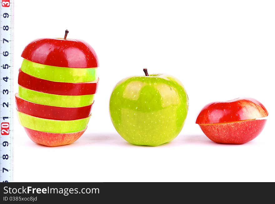 Red fresh apple on a white background