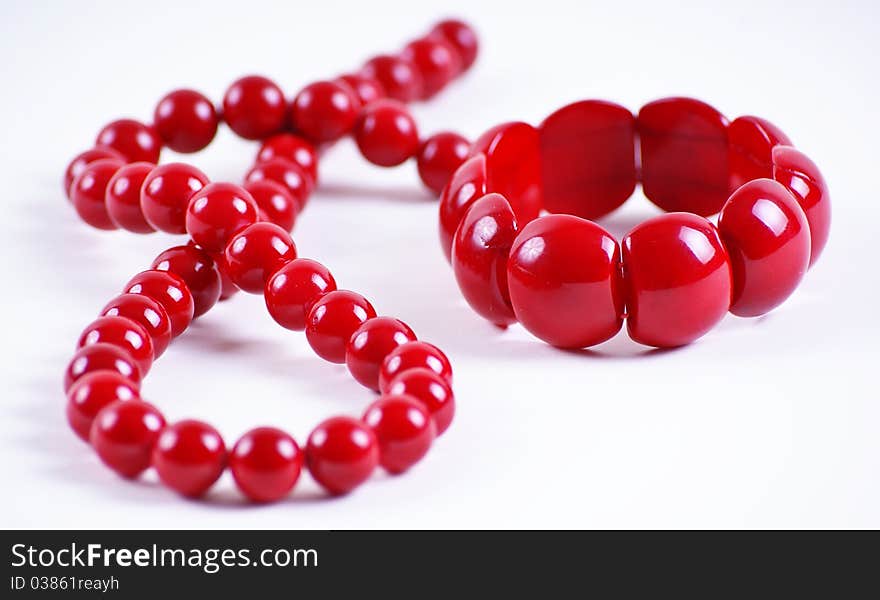 Red beads and bracelet