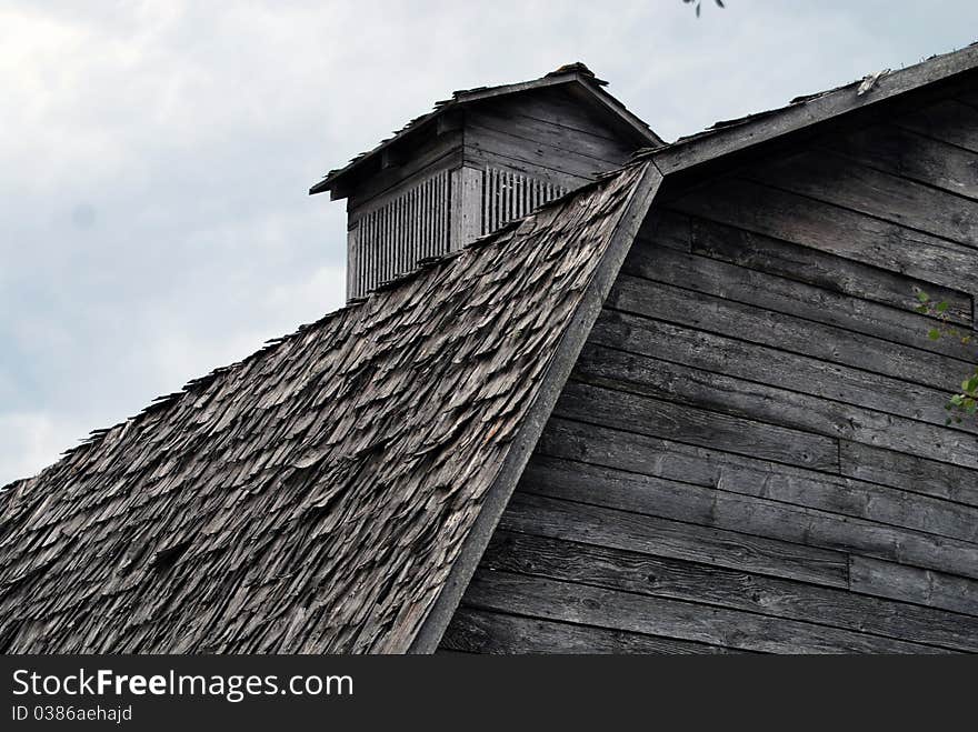 An old barn roof standing against time.