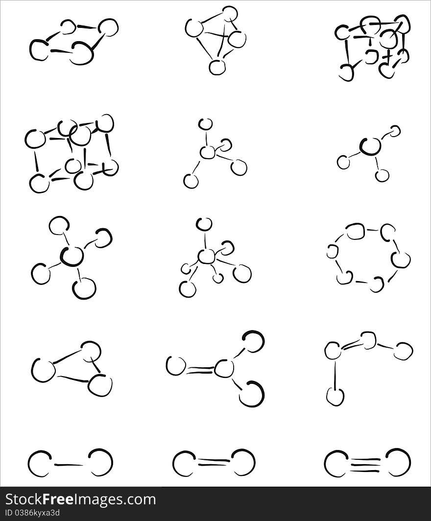 Molecule icons on the white background