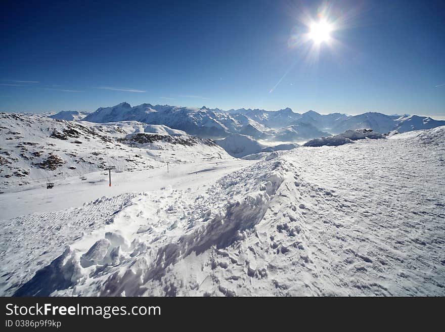 Beautiful sunny day in french alps