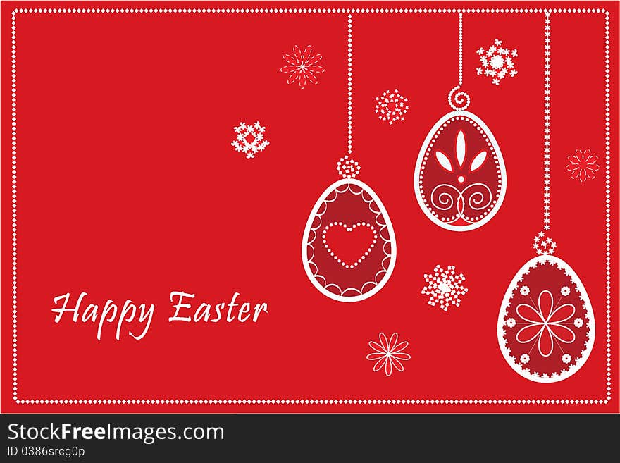 Vector illustration of Easter three red eggs in frame. Vector illustration of Easter three red eggs in frame