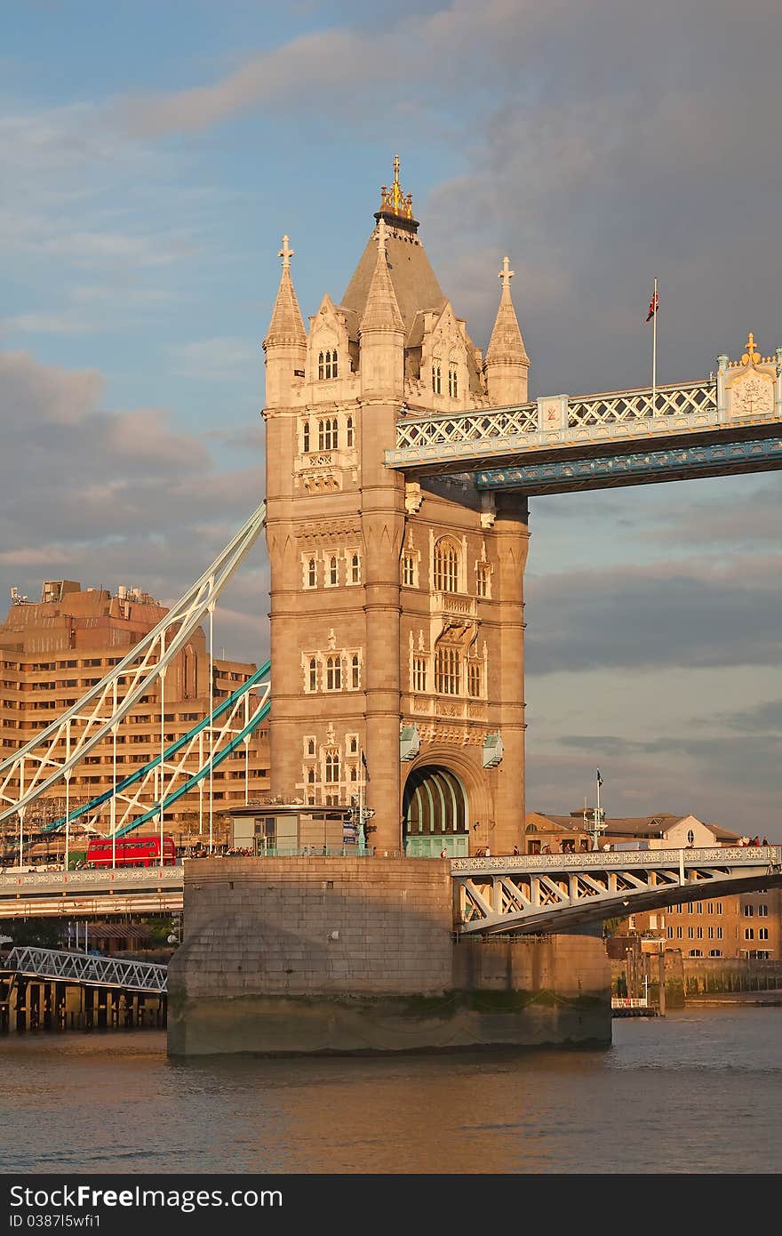 Tower Bridge over River Thames, London England at dusk