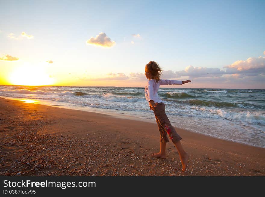 Beautiful Girl  On Beach