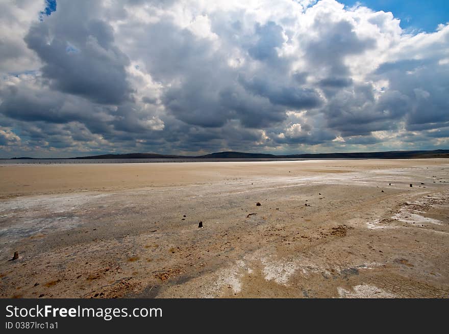 Saline soil, damaged due to wrong irrigation. Saline soil, damaged due to wrong irrigation