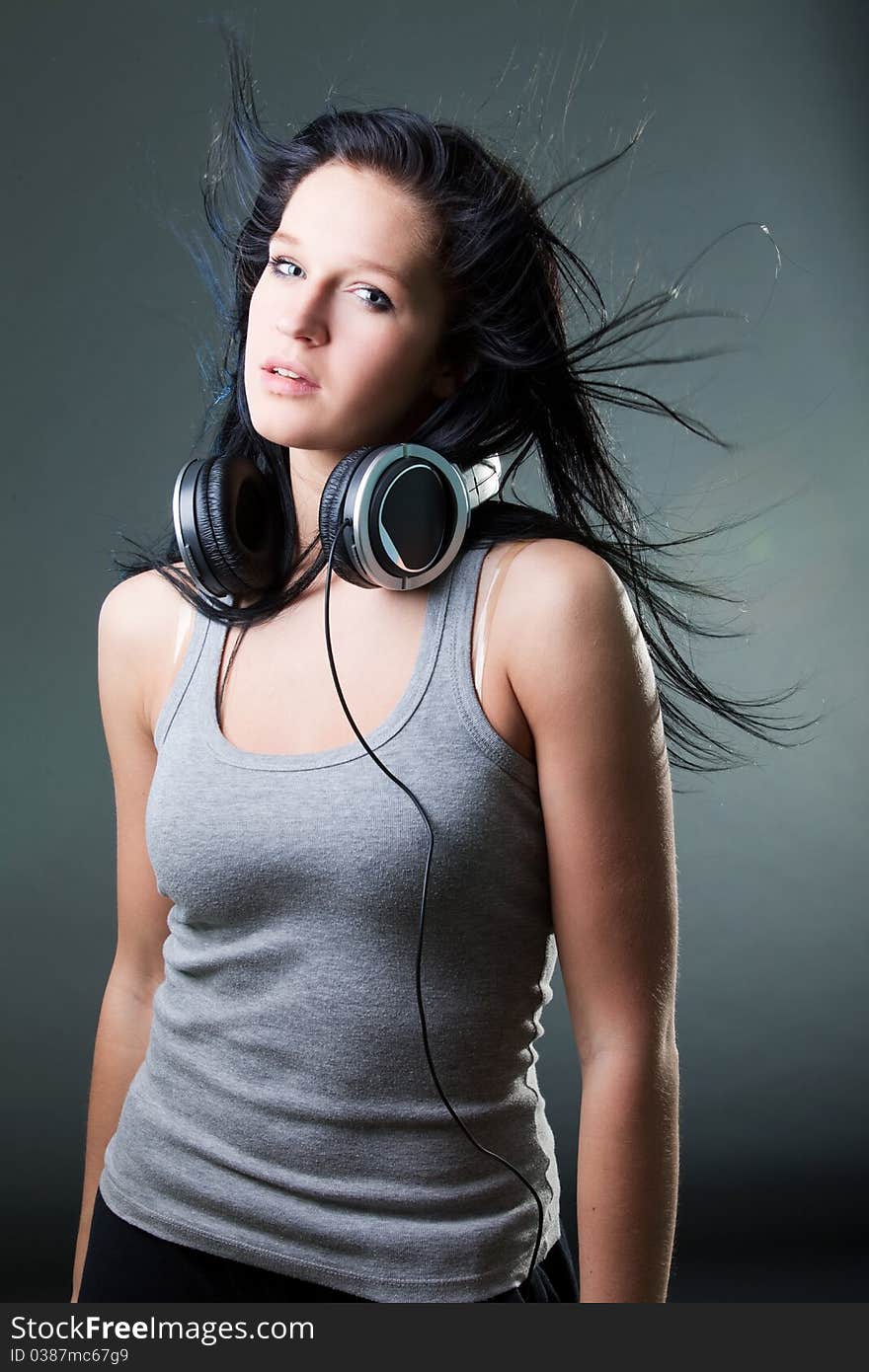 Girl enjoys music