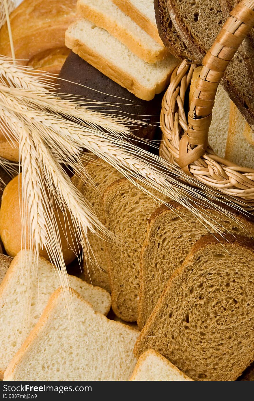 Set of bakery products on table